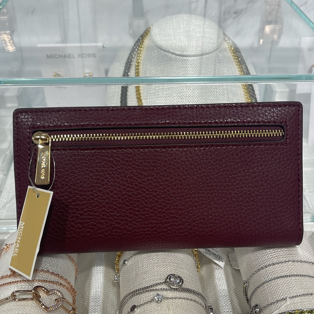 Michael Kors Reed Lg Bifold Pebbled Leather Snap Wallet Card Case 
Oxblood 
NWT - Picture 10 of 16